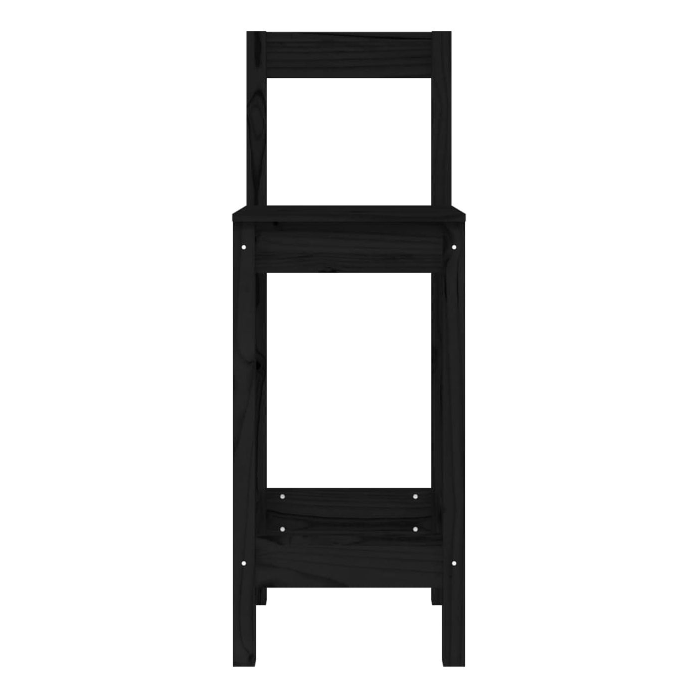 Scaune de bar, 2 buc., negru, 40x41,5x112 cm, lemn masiv pin - 3