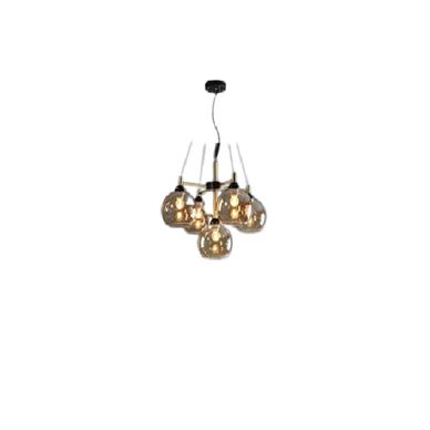 Lustra Tip Pendul RFAN, Model 4812-5, cu 5 Abajururi, Negru/Auriu