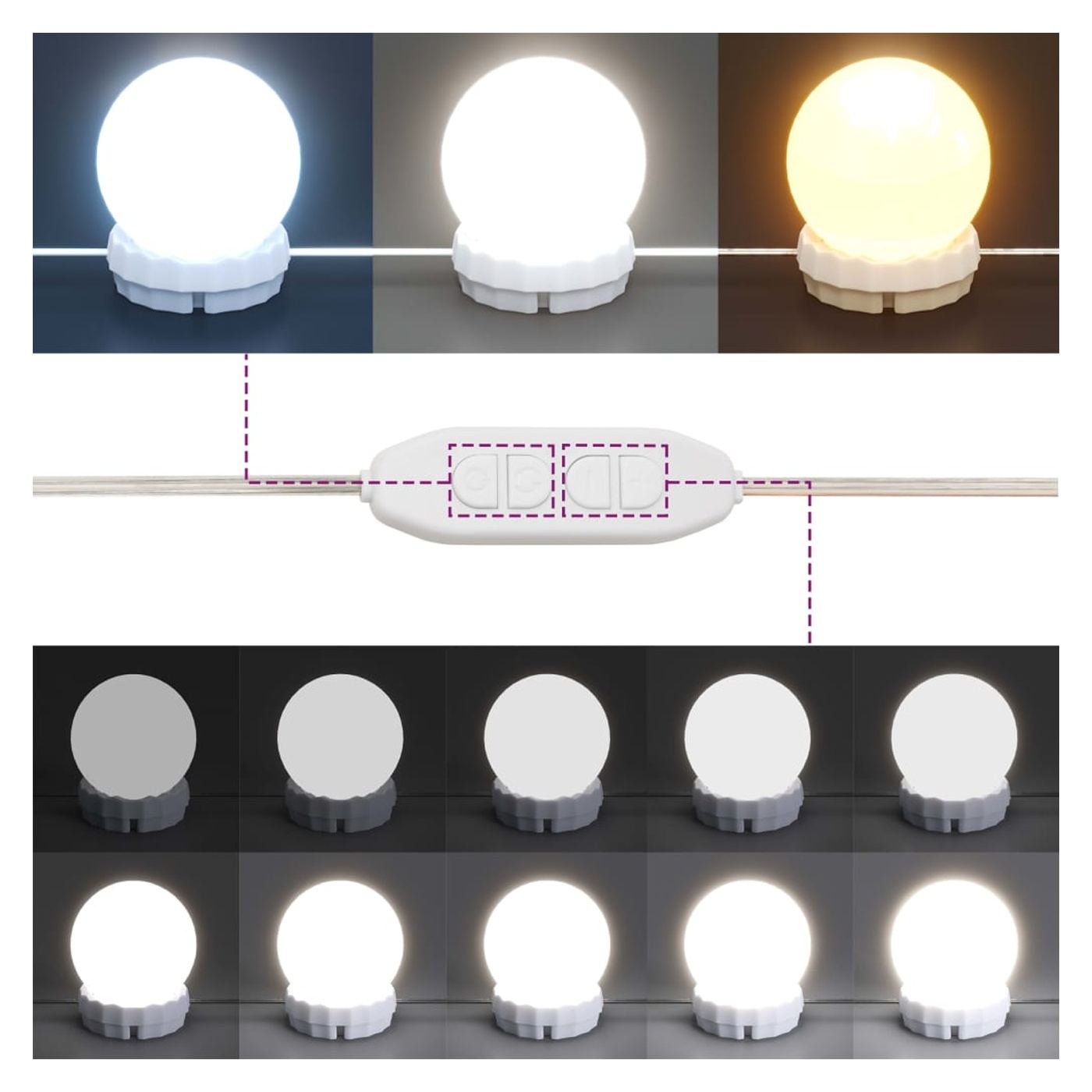 LED toaletni stolić s ormarićem, betonsko siva, konstruirano drvo - 10