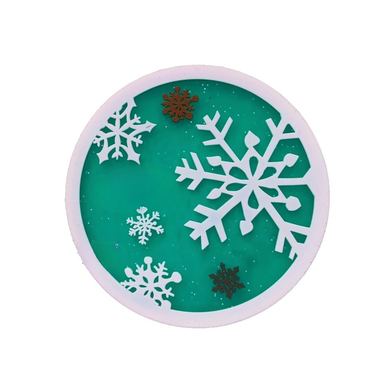 Suport pentru Pahar, Flippy, Model Fulg de Nea, din PVC, 10 cm, Rezistent la Caldura, Verde