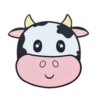 Podložak za čaše, Flippy, Model krave, PVC, 15,5 x 15,5 cm, otporan na toplinu, bijela/ružičasta