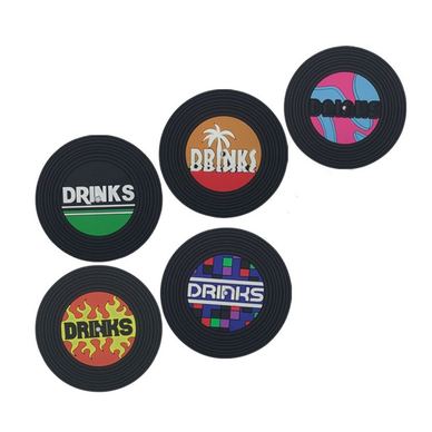 Set 5 Suporturi pentru Pahare, Filppy, din PVC, Diametru 9 cm, Rezistent la Caldura, Multicolor