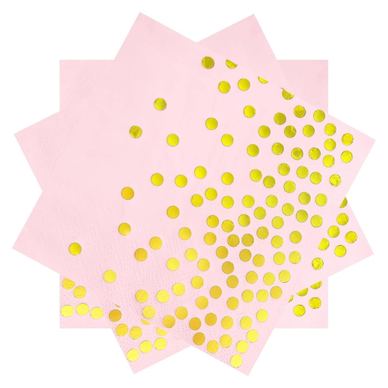 Set od 20 salveta, Flippy, s printom zlatnih točkica, papirnate, 17 x 17 cm, ružičaste