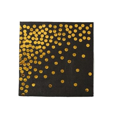 Set od 20 salveta, Flippy, s printom zlatnih točkica, papirnate, 17 x 17 cm, crne