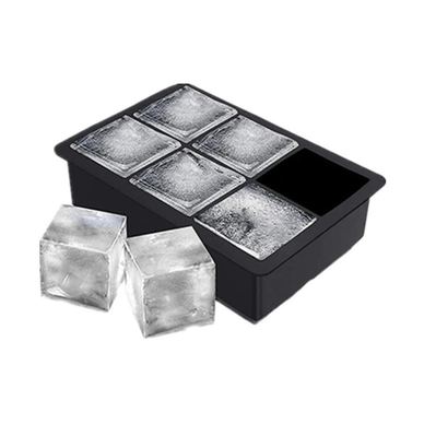 Posuda za led, Flippy, 6 kalupa za kocke s poklopcem, silikon, 17 x 12 x 6 cm, crna