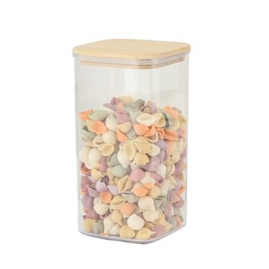 Spremnik za hranu Flippy, Kutija za žitarice, Plastika, Poklopac od bambusa, 10 x 10 x 19 cm