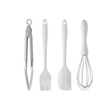 Set od 4 Flippy kuhinjska pomagala, silikon+nehrđajući čelik, otporno na toplinu, neprianjajuće, 20 x 15 x 4 cm, boja slonovače