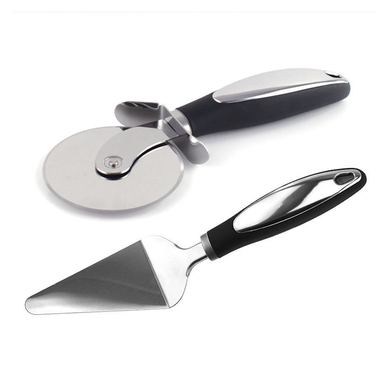 Κόφτης Πίτσας και Σερβιτόρος, Flippy, Σετ 2 Εργαλείων, Ανοξείδωτο Ατσάλι, Αντιολισθητική Λαβή, 26.5 x 8 x 3 cm, Μαύρο