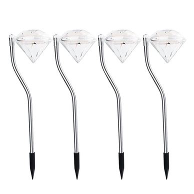 LED vrtna solarna svetilka, Flippy, komplet 4 kosov, diamantni tip, višina 30 x 9 cm, 2V, ABS, 600mAh, toplo bela svetloba, sreb