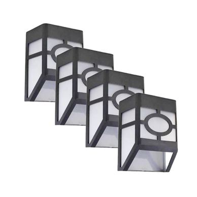 Set 4 solarnih LED vrtnih luči, Flippy, geometrijski dizajn, 11,8 x 8,6 x 5 cm, gumb za vklop/izklop, večbarvna svetloba, črno/b