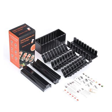 Sushi Maker, Flippy, 7 részes sushi kiegészítő készlet, 3 formát kínál: kerek, háromszög, szív, fekete