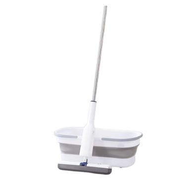 Set Mop Flippy s Zložljivim Vedrom, Siva, 32 cm, Nastavljiv Ročaj 140 cm, Enostaven in Učinkovit Sistem Ožemanja