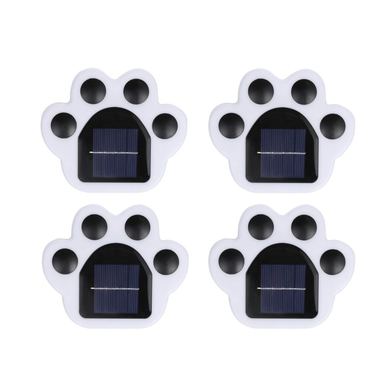 Set 4 Flippy solarnih LED luči za vrt, dizajn medvedje tačke, 14 x 13 x 3 cm, gumb za vklop/izklop, toplo bela, črno/bela