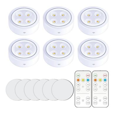 Sada 6 LED světel Flippy, bezdrátová, na baterie, 3 barvy světla, se 2 dálkovými ovladači