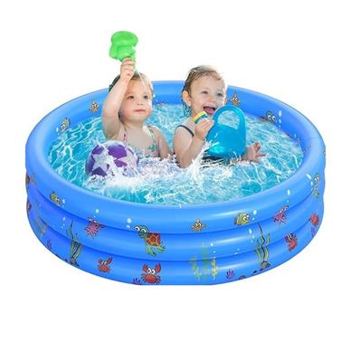 Puha talajú, felfújható medence gyermekeknek, Simply Joy, kerek formájú, 3 felfújható gyűrűvel, gyorsan felállítható, tartós és 