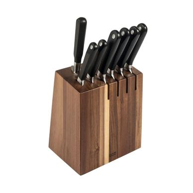 Set 6 cuțite cu suport, Kuhn Rikon, Culinary Forged, negru/acacia