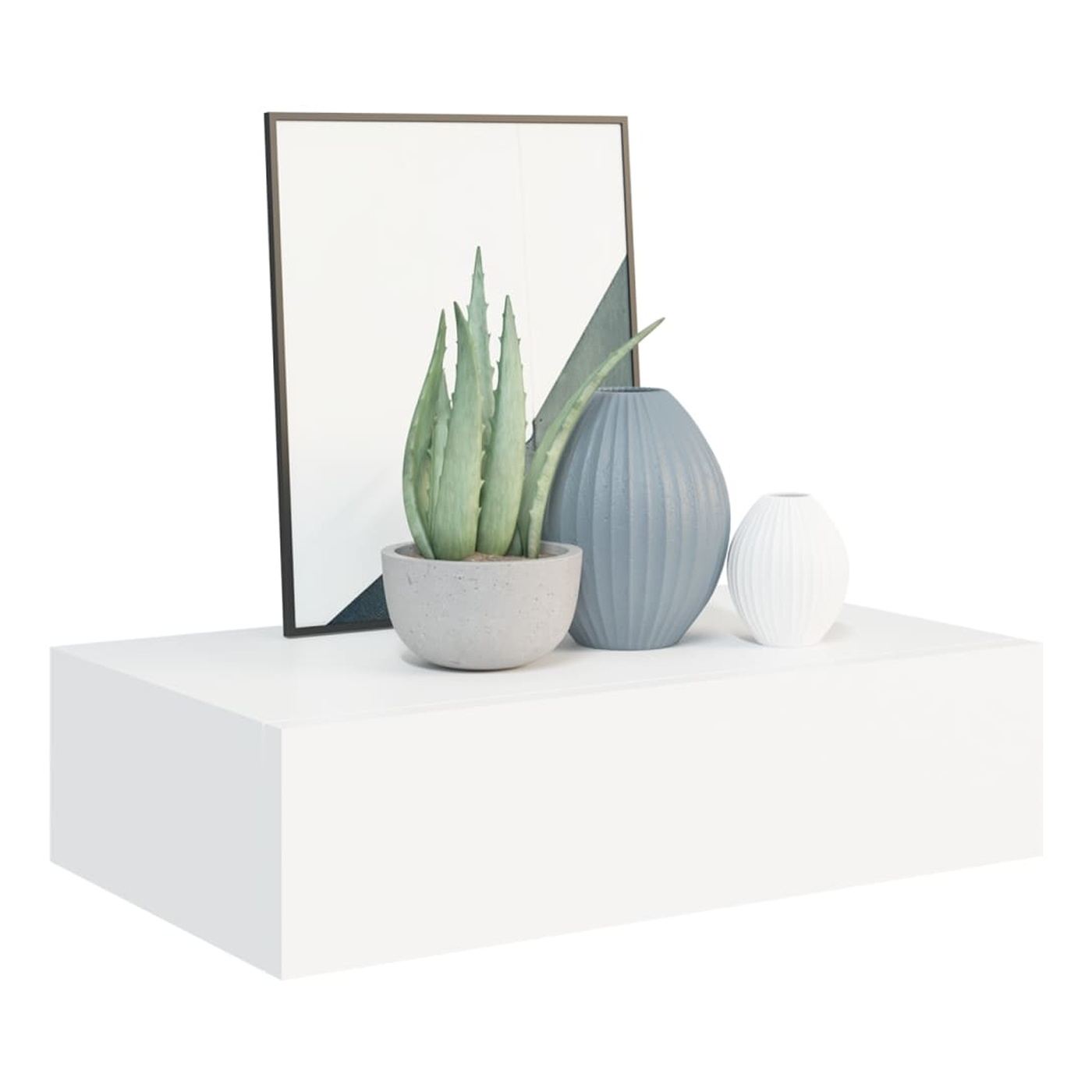 Raft de perete cu sertar, alb, 40x23,5x10 cm, MDF - 3