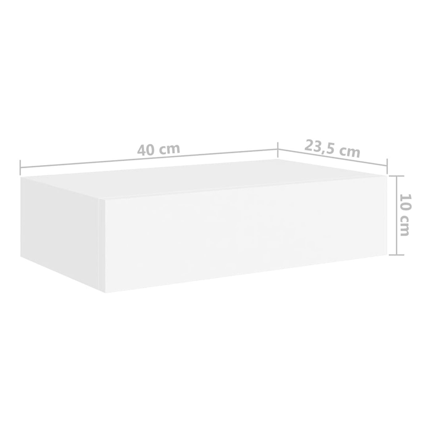 Raft de perete cu sertar, alb, 40x23,5x10 cm, MDF - 10