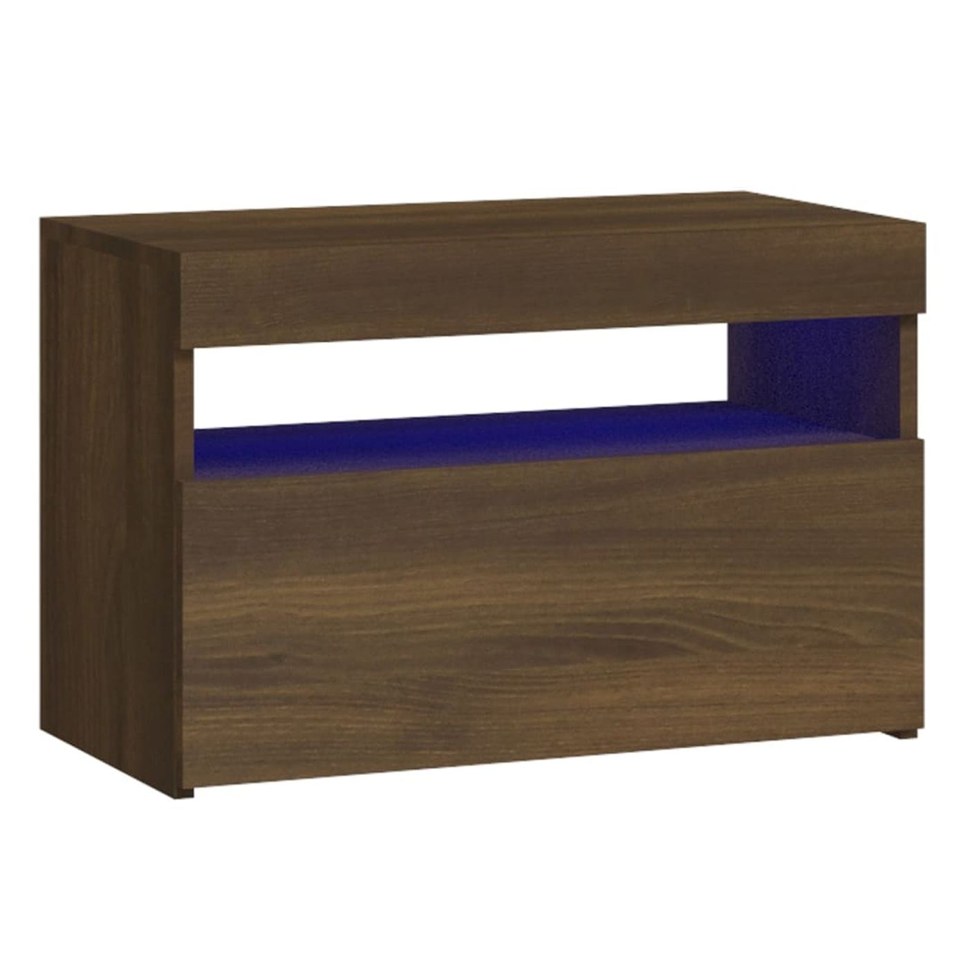 Κομοδίνο με Φώτα LED, Brown Oak, 60x35x40 εκ. - 2