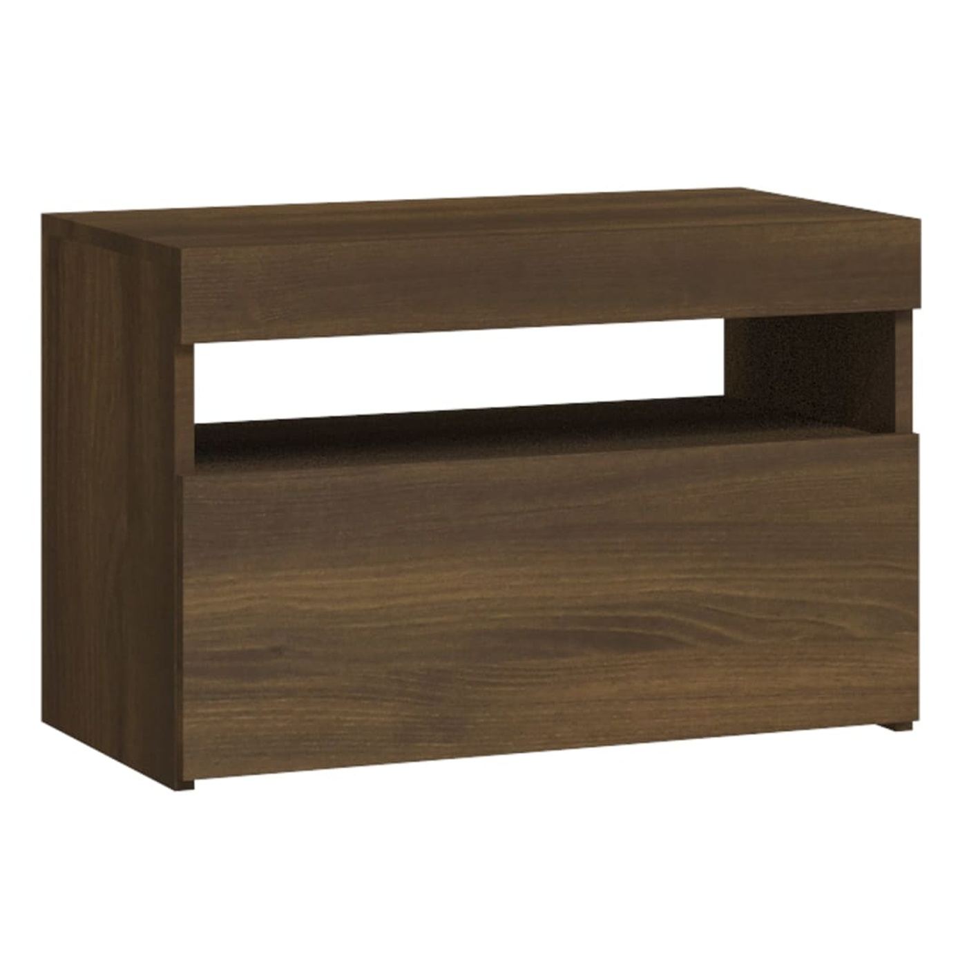 Κομοδίνο με Φώτα LED, Brown Oak, 60x35x40 εκ. - 3