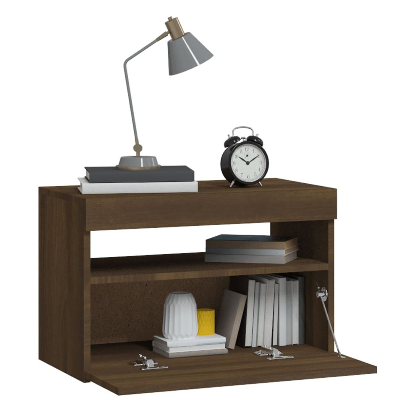 Κομοδίνο με Φώτα LED, Brown Oak, 60x35x40 εκ. - 7
