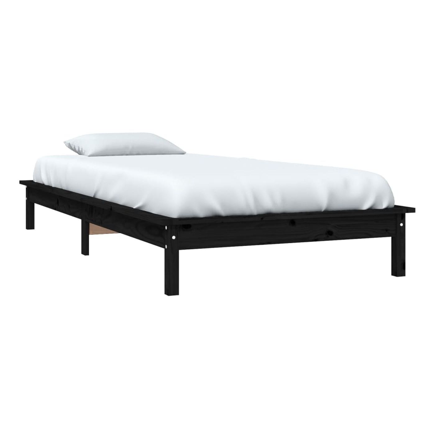 Postelja okvir Single 3FT, črna, 90x190 cm, masivno borovo les. - 3