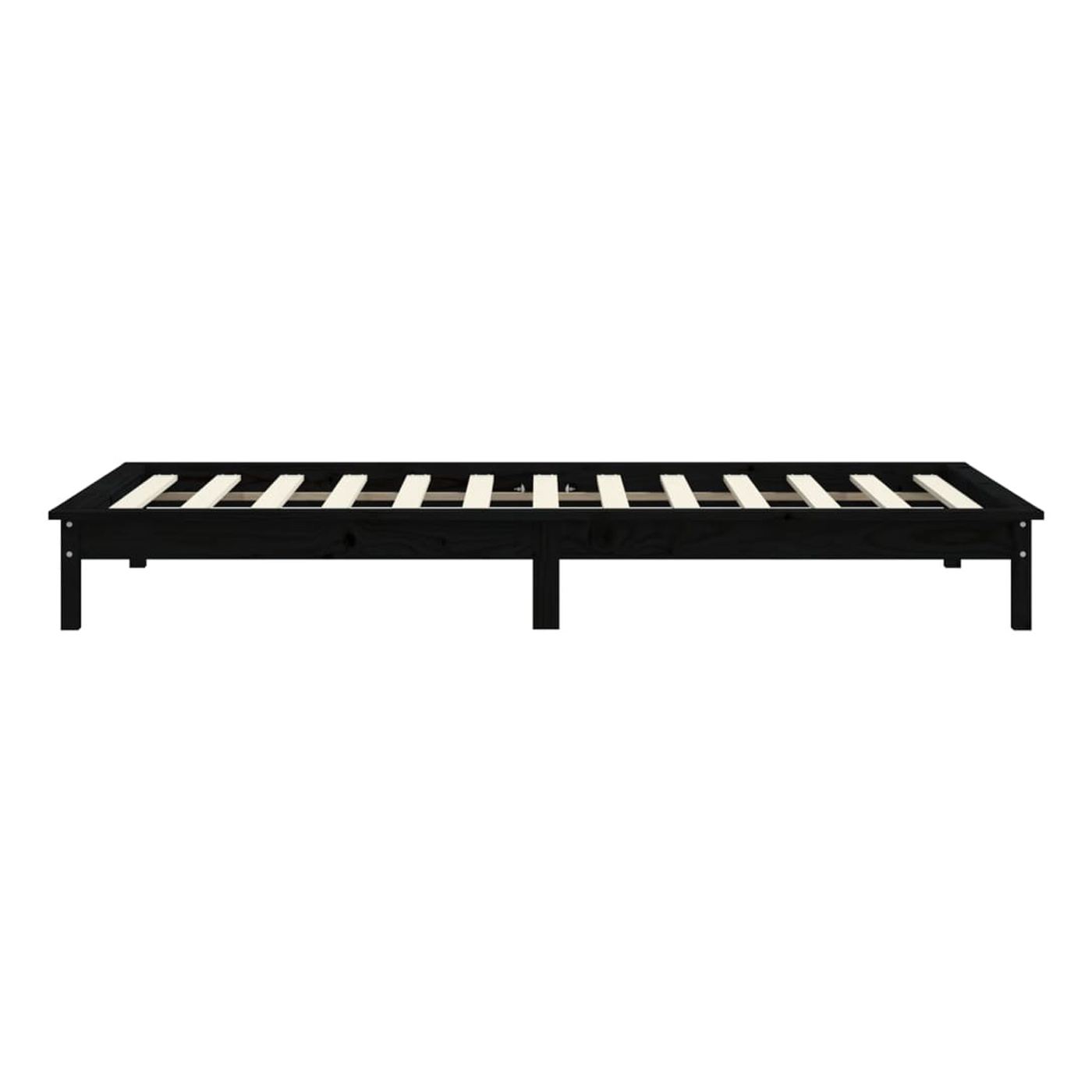 Postelja okvir Single 3FT, črna, 90x190 cm, masivno borovo les. - 6