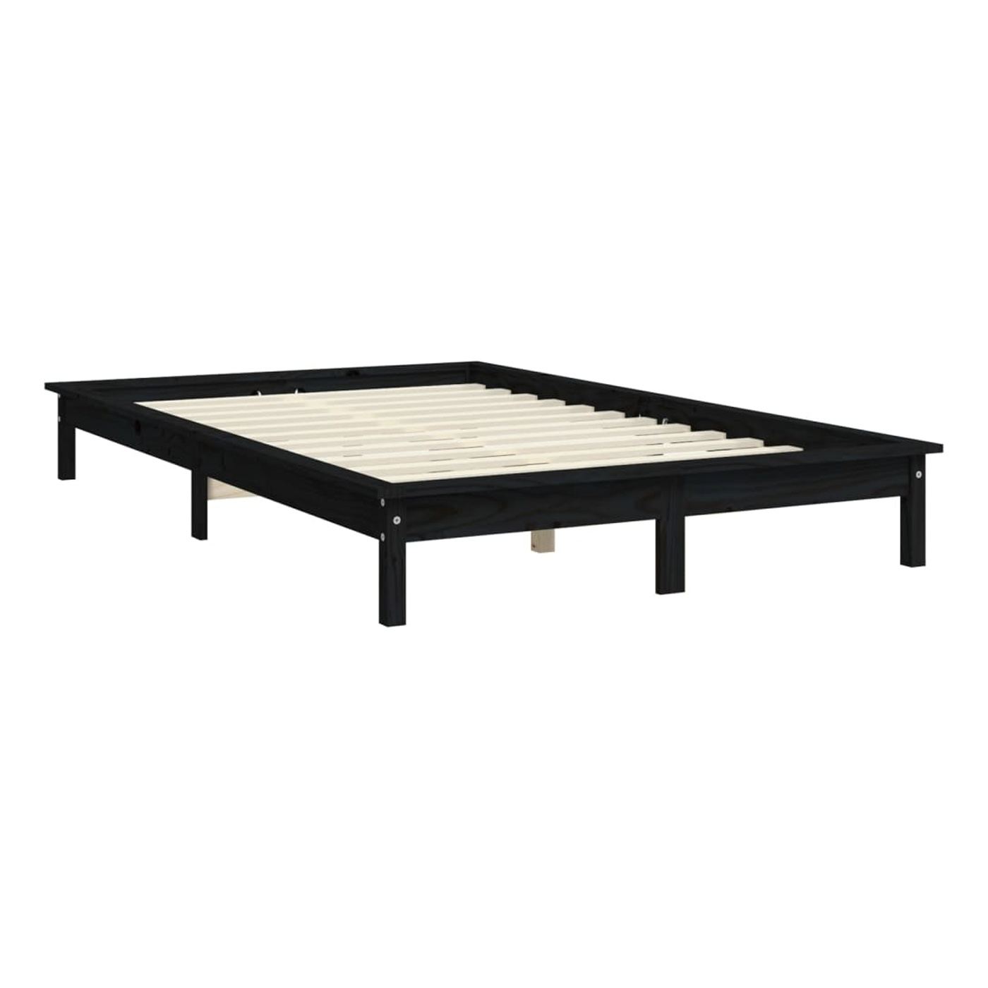 Posteljni okvir 4FT6, črn, 135x190 cm, masiven borov les - 4