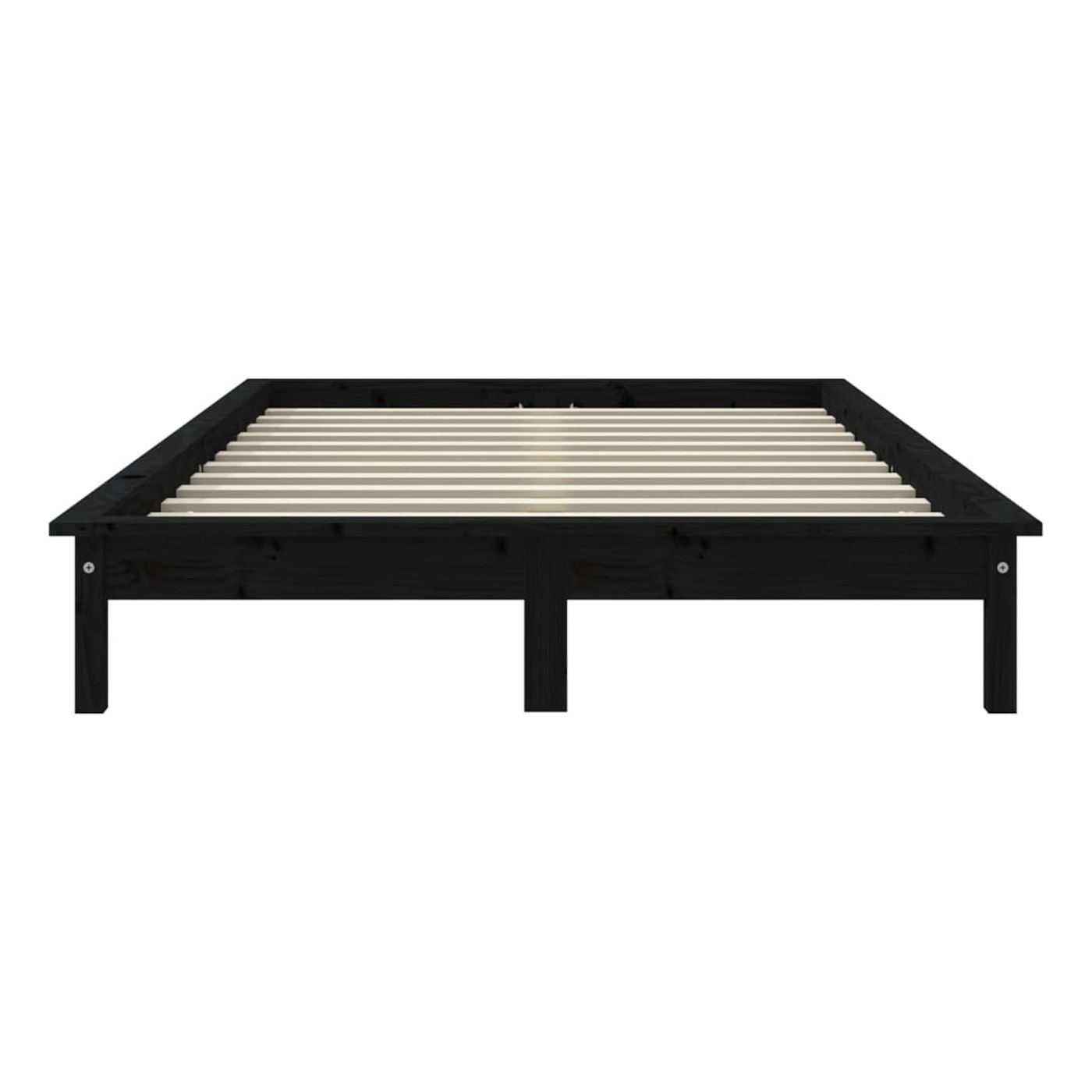 Posteljni okvir 4FT6, črn, 135x190 cm, masiven borov les - 5