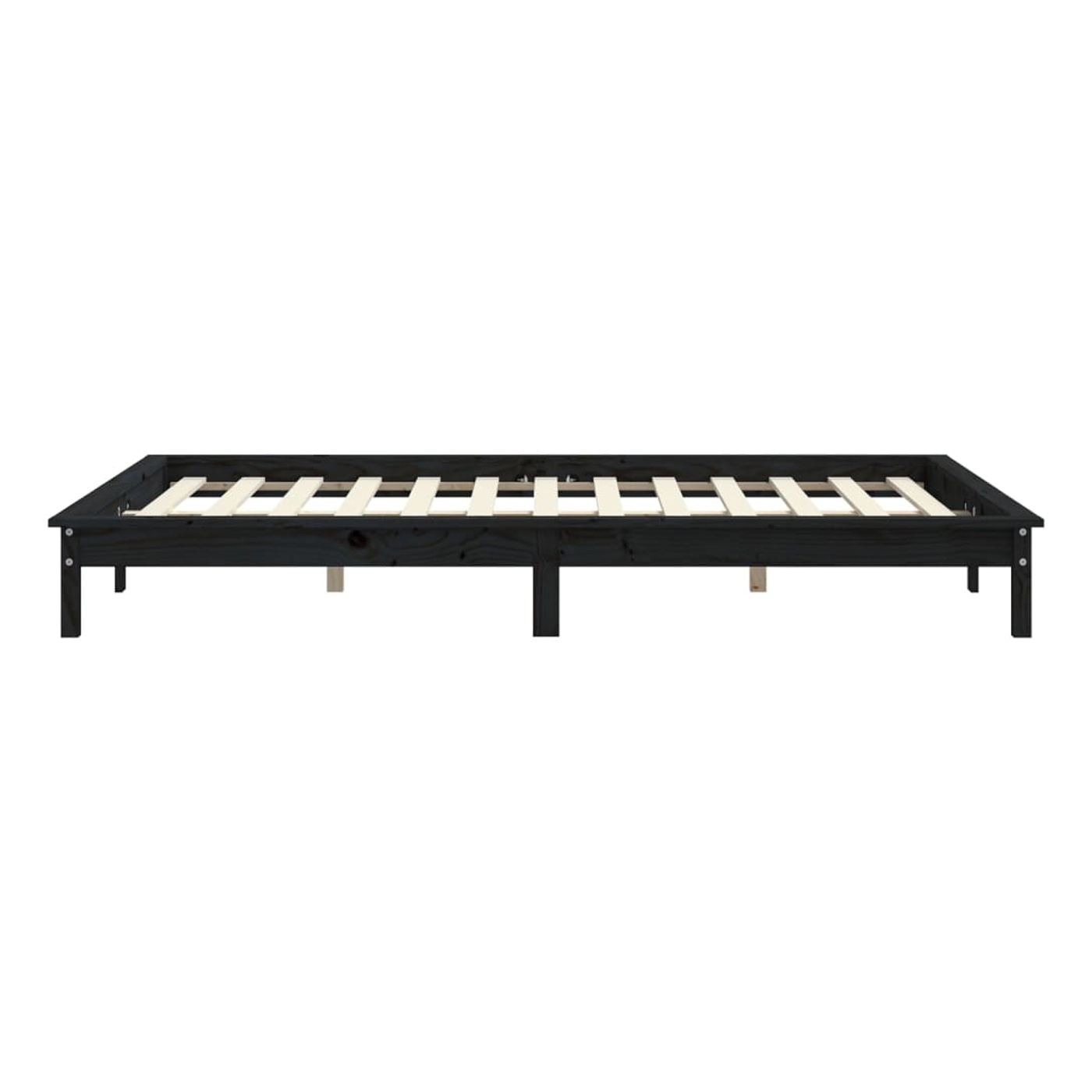 Posteljni okvir 4FT6, črn, 135x190 cm, masiven borov les - 6