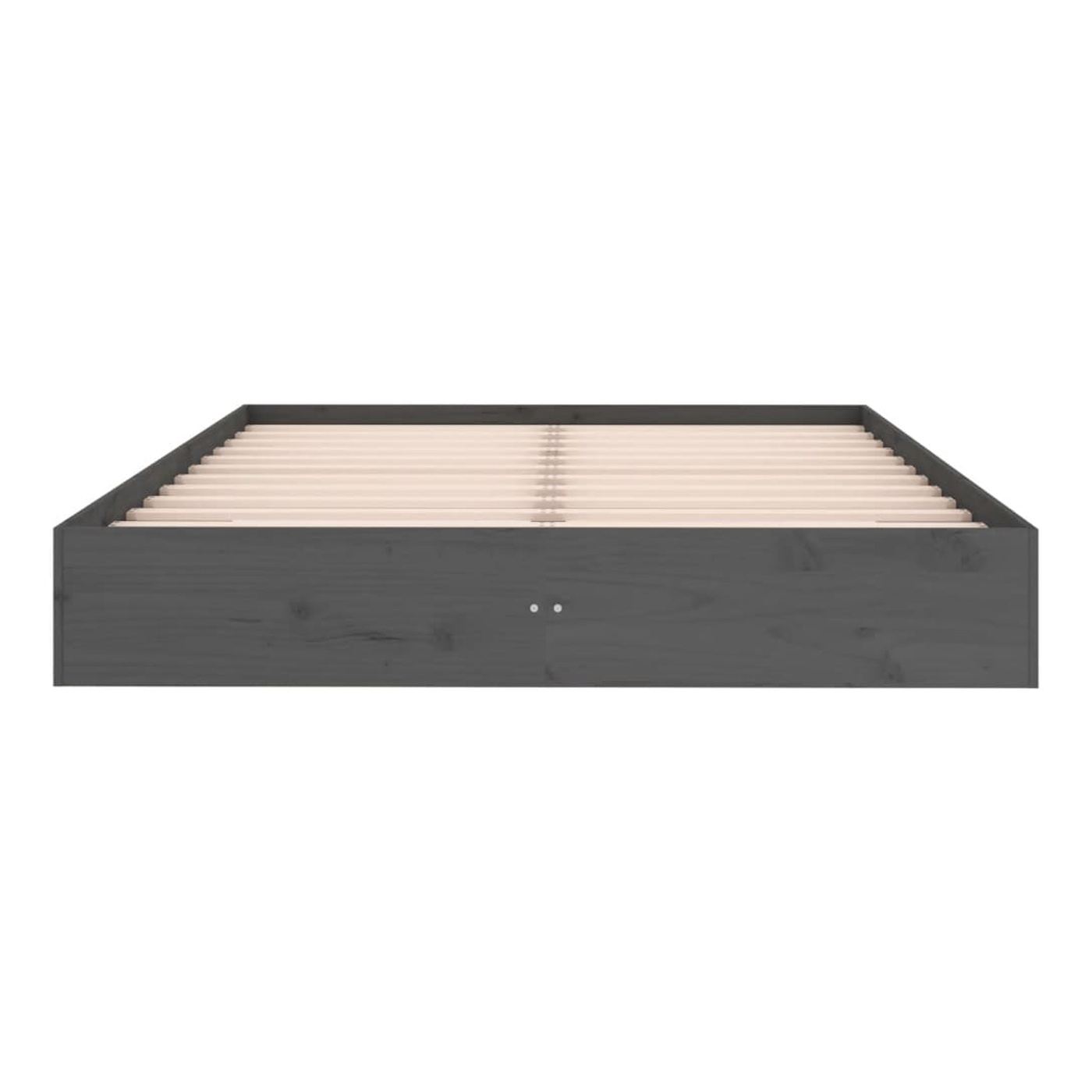 Posteljni okvir King Size 5FT, 150x200 cm, siv, masivni les - 5