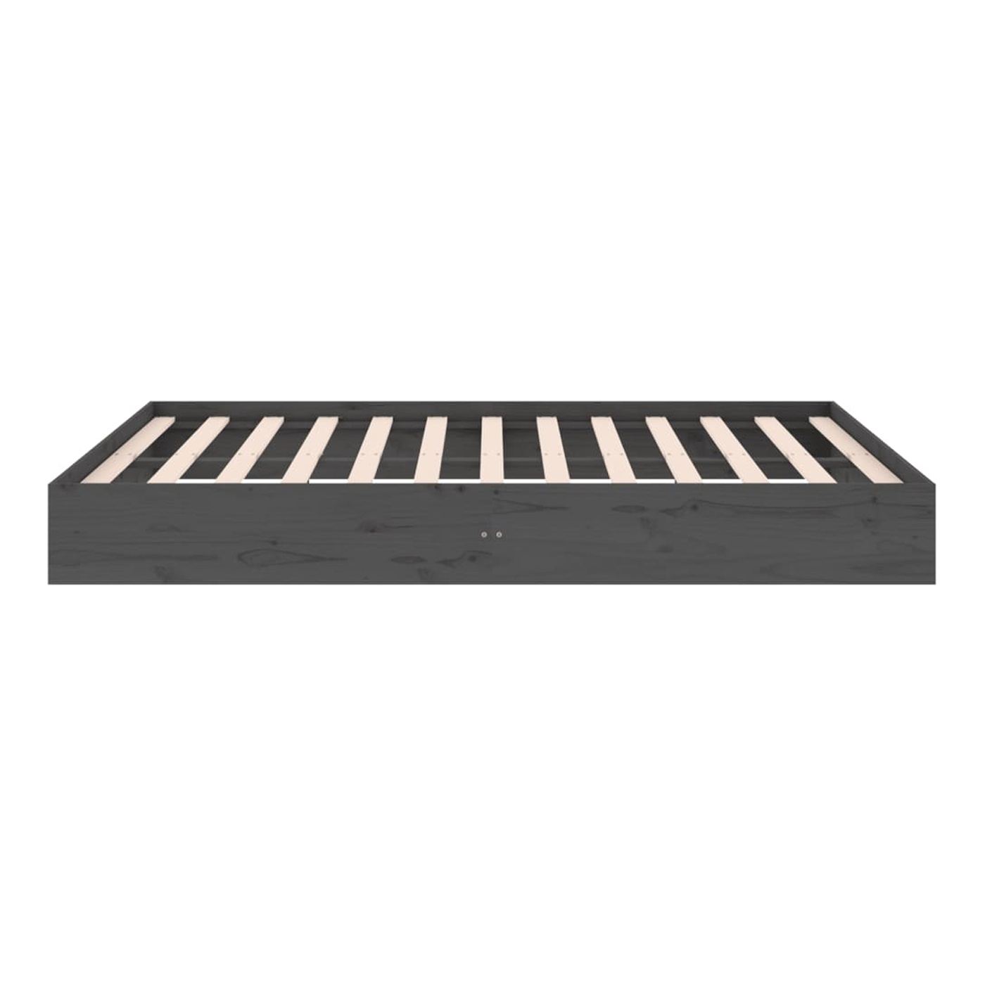 Posteljni okvir King Size 5FT, 150x200 cm, siv, masivni les - 6
