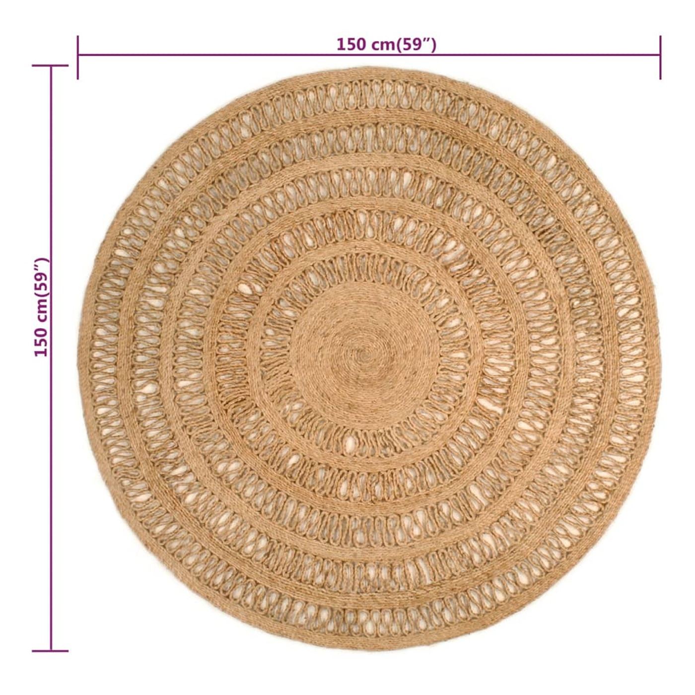 Prepletena preproga, 150 cm, juta, okrogla - 6