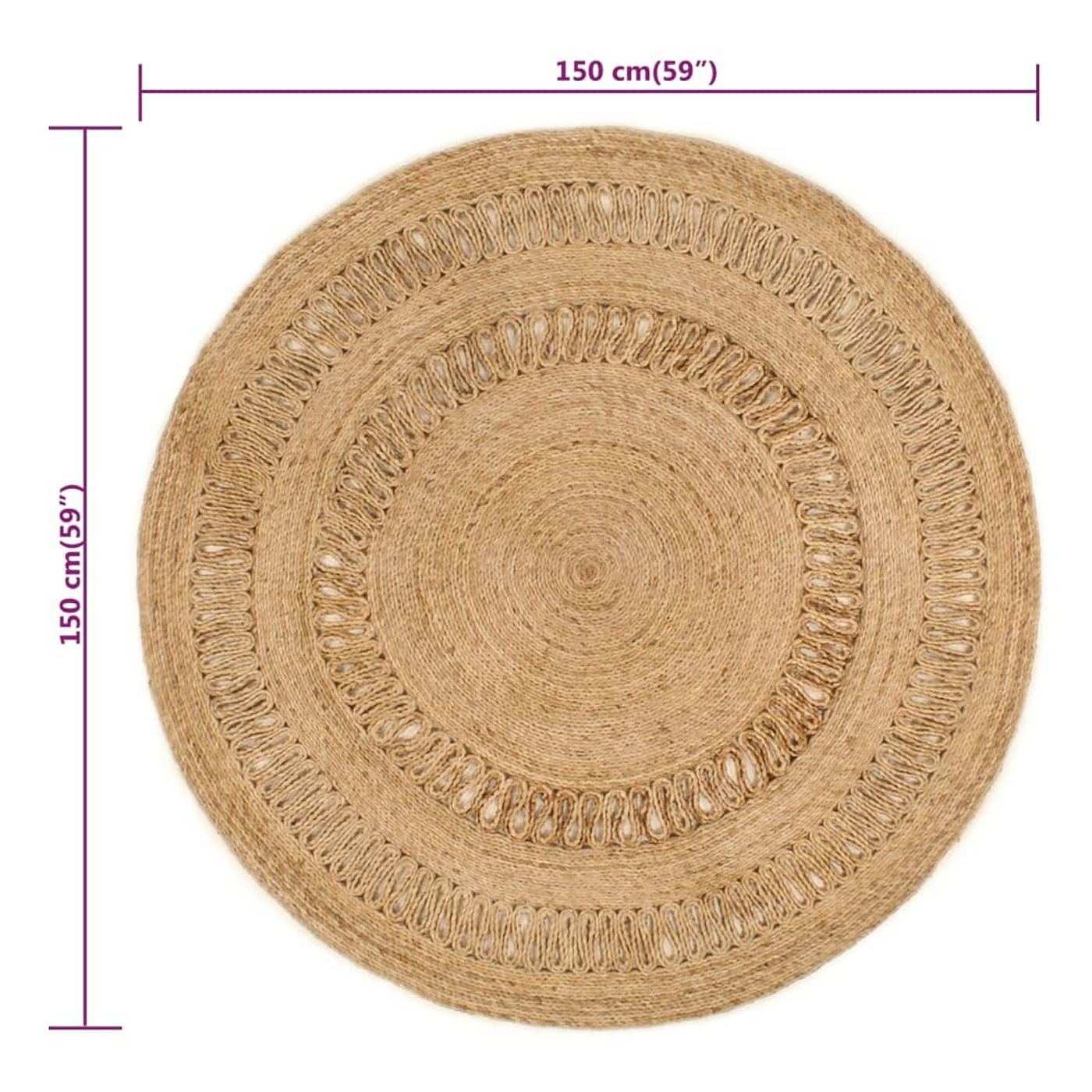 Prepletena preproga, 150 cm, juta, okrogla - 12