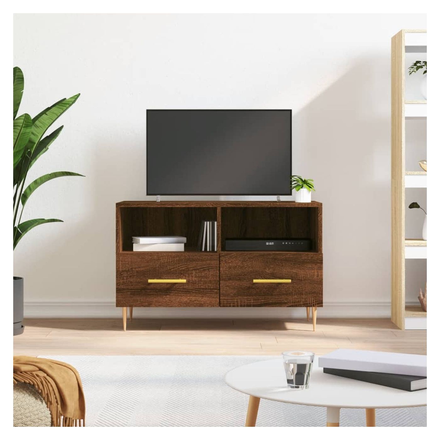 TV komoda, smeđi hrast, 80x36x50 cm, obrađeno drvo - 11