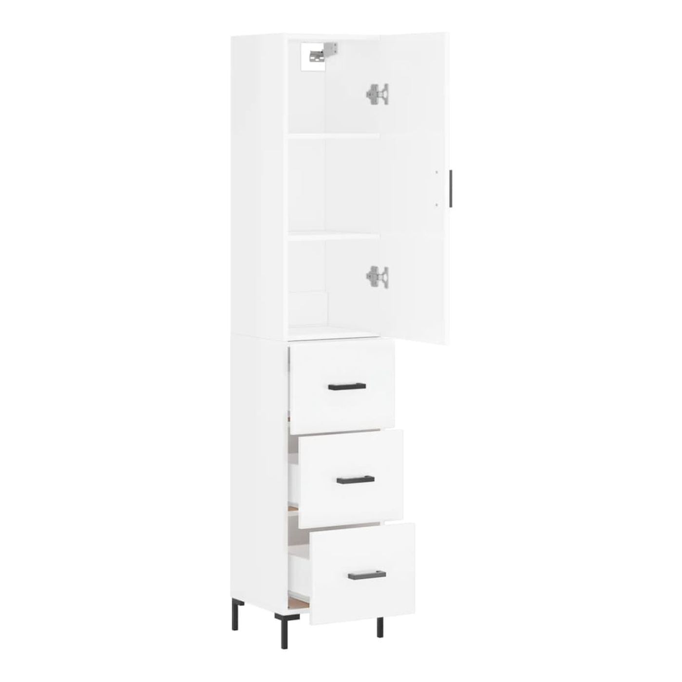 Visoka ormar, bijela visokog sjaja, 34,5x34x180 cm, obrađeno drvo - 4