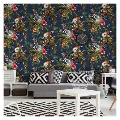ТАПЕТИ DUTCH WALLCOVERINGS, модел лемур, петролено синьо