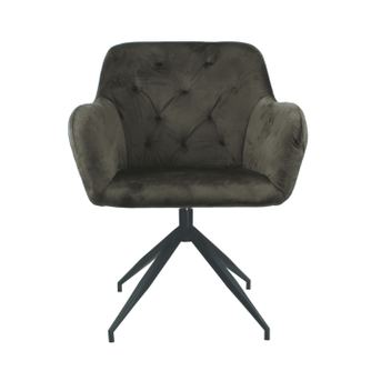 Scaun pivotant, ţesătură de catifea maro/negru, VELEZA NEW, Sani, 66 x 66 x 83 cm
