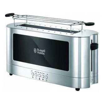 Prajitor de paine Russell Hobbs Elegance, 2 fante, gratar chifle, tava firimituri detasabila, design elegant, argintiu