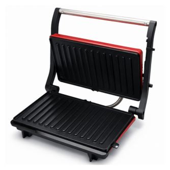 Сандвич тостер Panini Oliver Voltz OV51442R, 1000W, Незалепващи плочи, Отваряне на 180°, Тавичка за мазнина, Червен