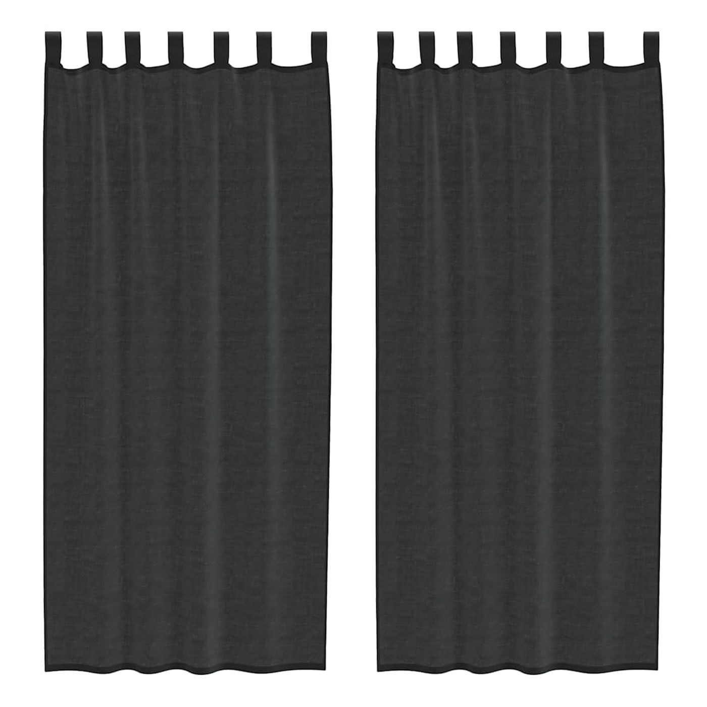vidaXL Perdele din voile cu tablă 2 buc Negru