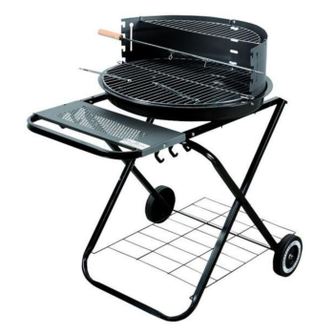 Μπάρμπεκιου με ξυλοκάρβουνο Master Grill & Party MG925, 54,5 εκ., Εμαγιέ σώμα, Ρυθμιζόμενη σχάρα, Αναδιπλούμενο, Τροχάκια, Μαύρο