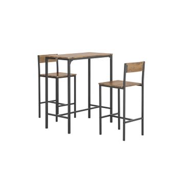 SoBuy Бар маса със столове Кафяв OGT03-XL Дърво