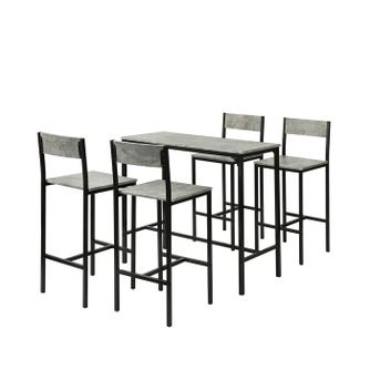SoBuy 5-частичен комплект за бар OGT14-HG бистро маса с 4 стола Сив