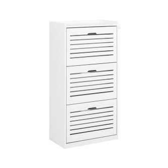 SoBuy Dulap de pantofi Alb 3 uși 6 rafturi 2 cârlige 55x112x30 cm FSR108-W