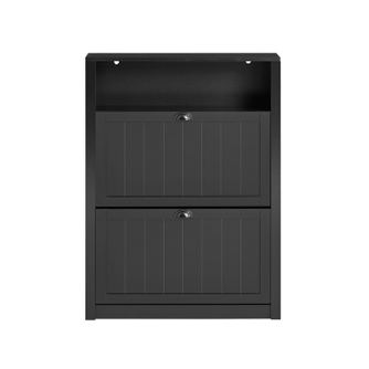 SoBuy Ohišje za čevlje 2-vratno črno 80x110x24 cm FSR87-SCH
