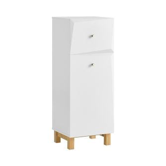 SoBuy szafka łazienkowa z koszem na pranie biała 34x90x30 cm BZR93-W