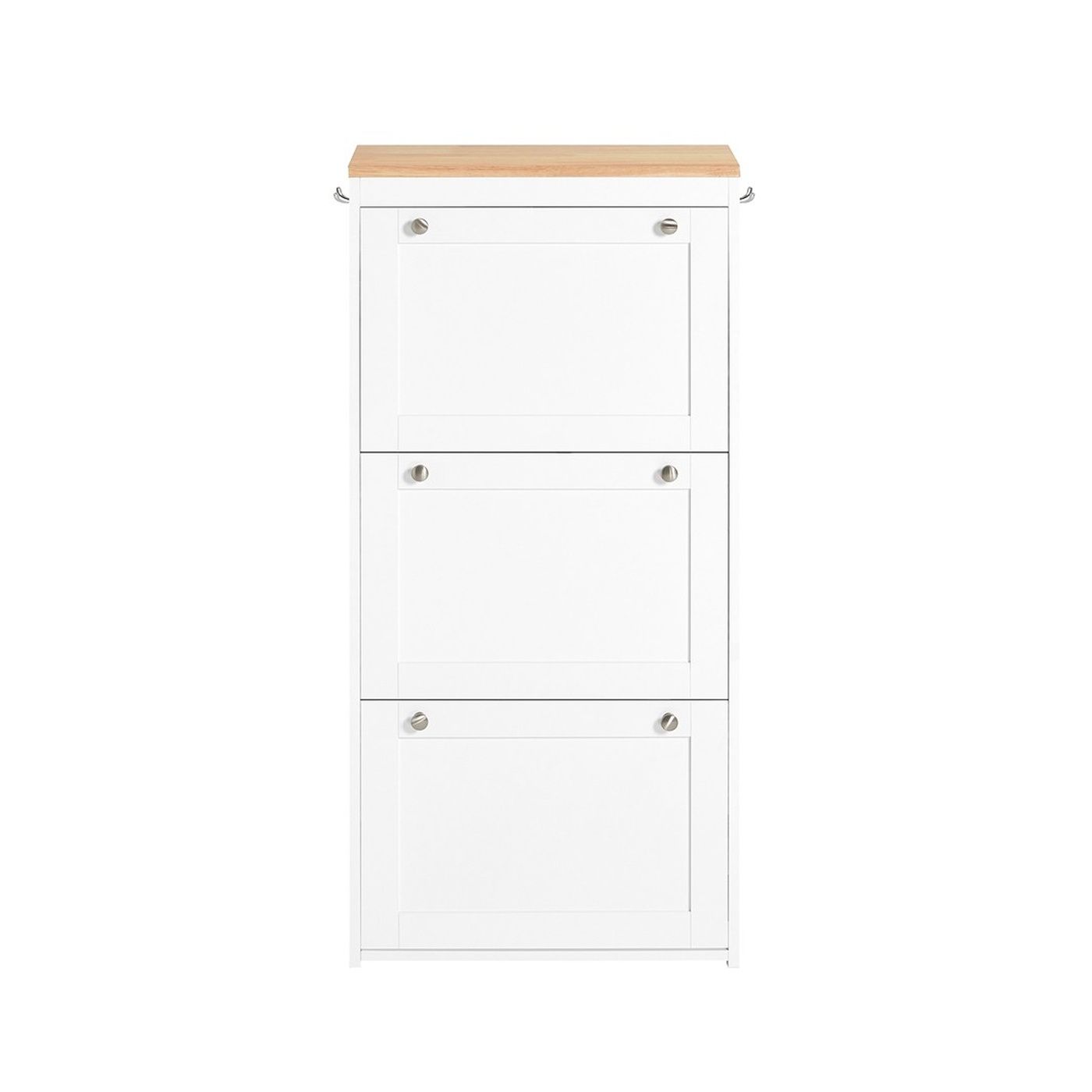 SoBuy Шкаф за обувки с 3 падащи вратички, бяло-естествено, 59x116x26 см