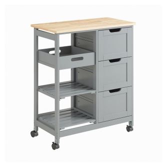 Trolley de bucătărie SoBuy cu 3 sertare, stil loft gri, pe roți