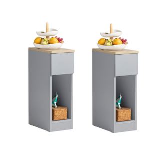 SoBuy Kavč Stranska Miza 20 cm Siva 2 kosa za Spalnico FBT111-HGx2